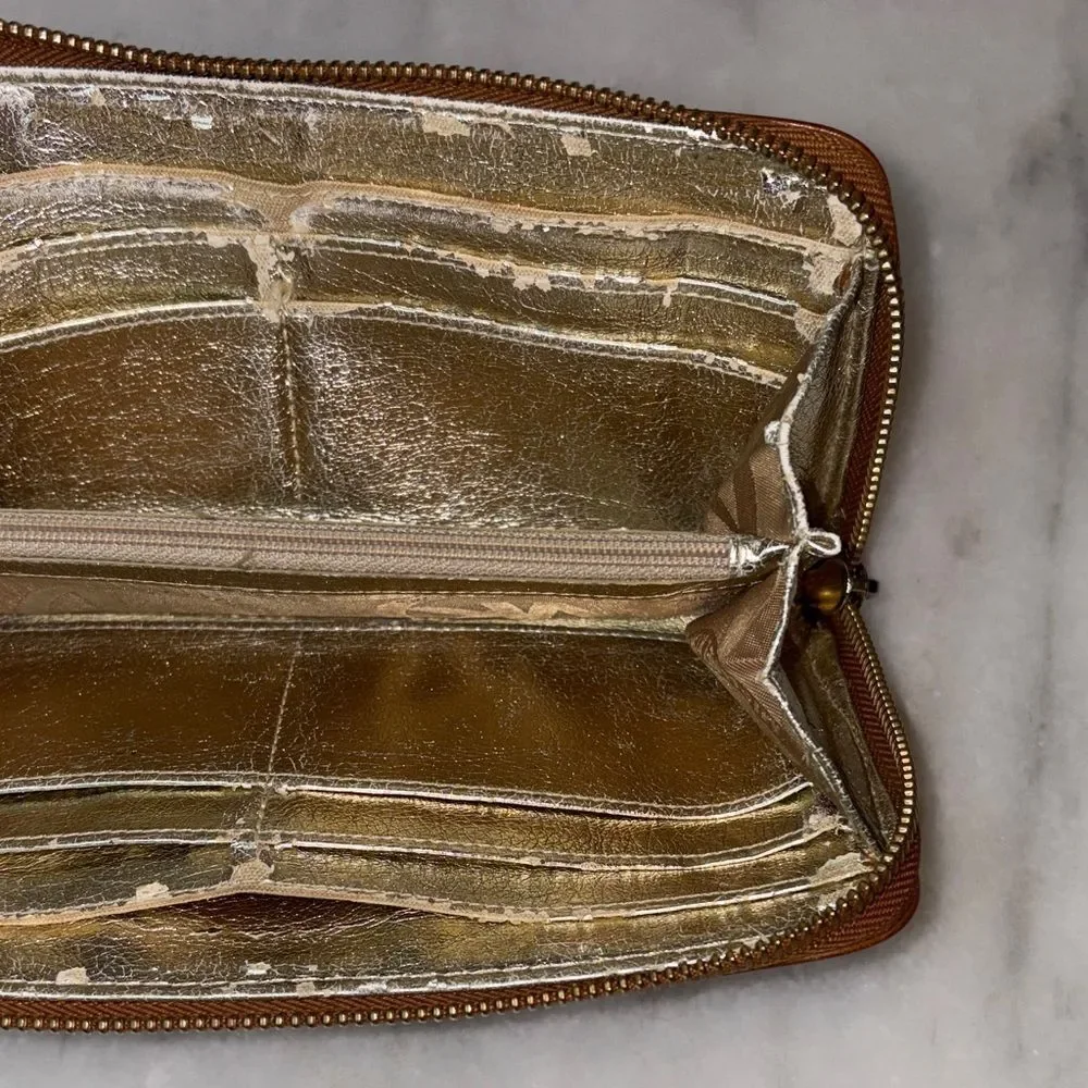 Michael Kors Wallet Jet Set Travel Continental  Full Zip Brown Leather